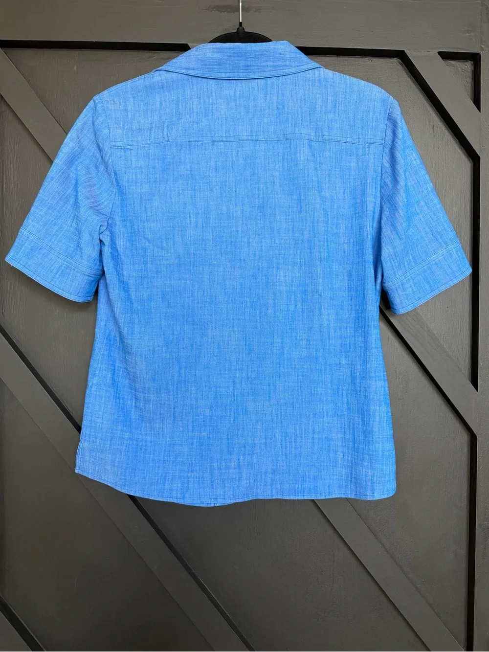 Callas Milano Vesper Short Sleeve Shirt in Bright Indigo, Size 40 (US 4, Small)